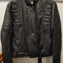 Wilson's Suede & Leather Motorcycle Black Leather Jacket 40 Medium 