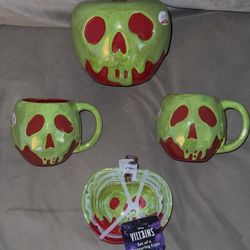 Disney Villains Poison Apple Halloween Cookie Jar, Mug, Measuring Cup Set