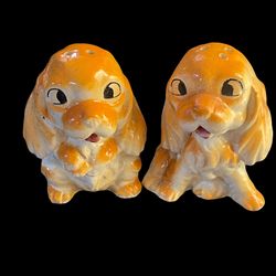 Vintage Cocker Spaniel Puppy Dogs Ceramic Salt & Pepper Shakers Japan