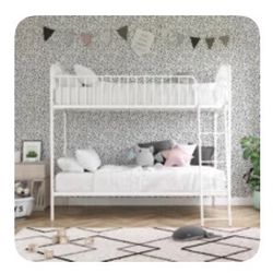 White Twin Over Twin Metal Bunkbed