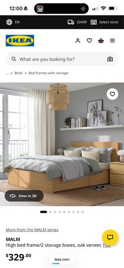 IKEA Malm full bed frame with two storage drawers