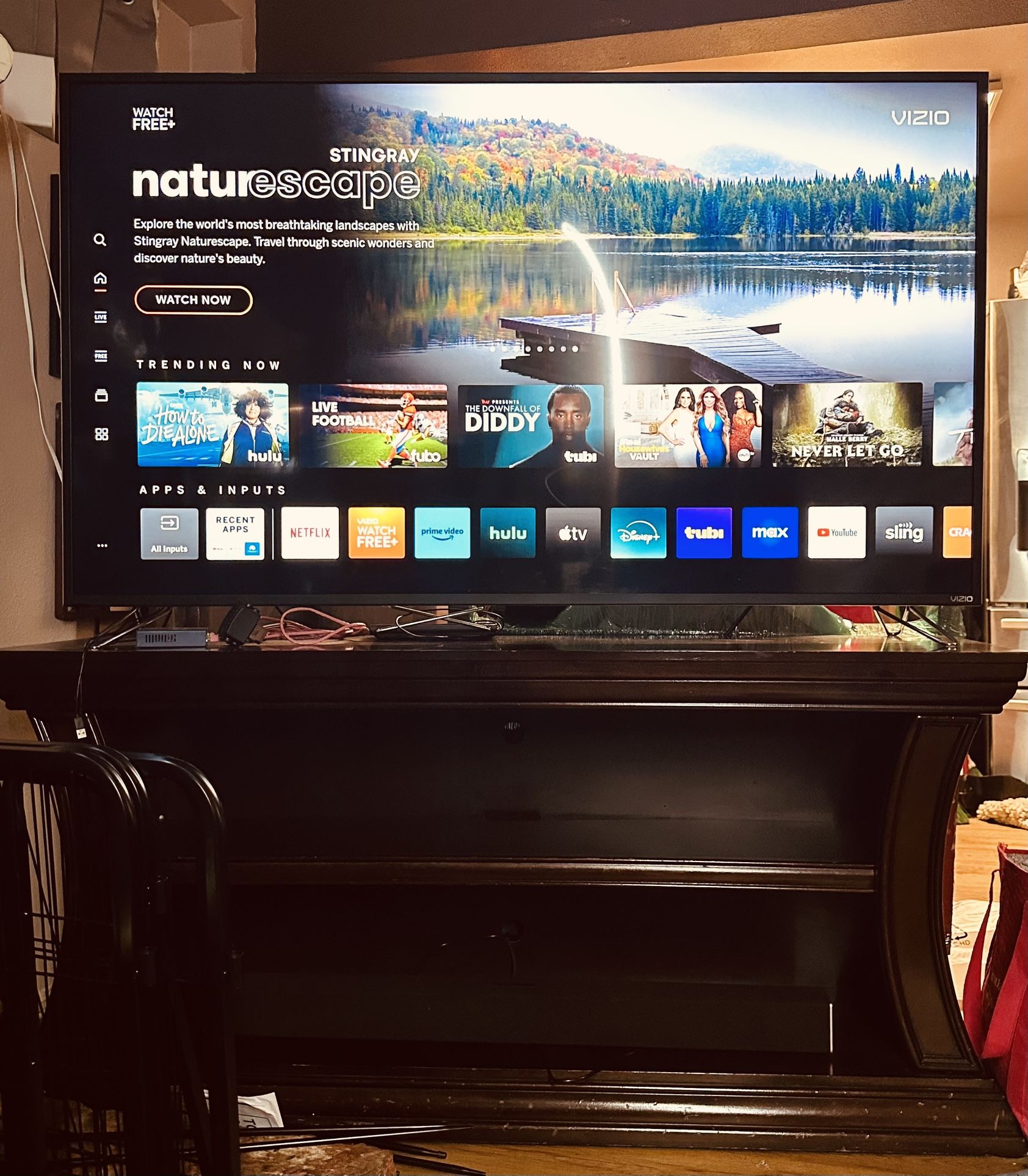 46 Inch Vizio Smart Tv With Cherrywood Tv Stand