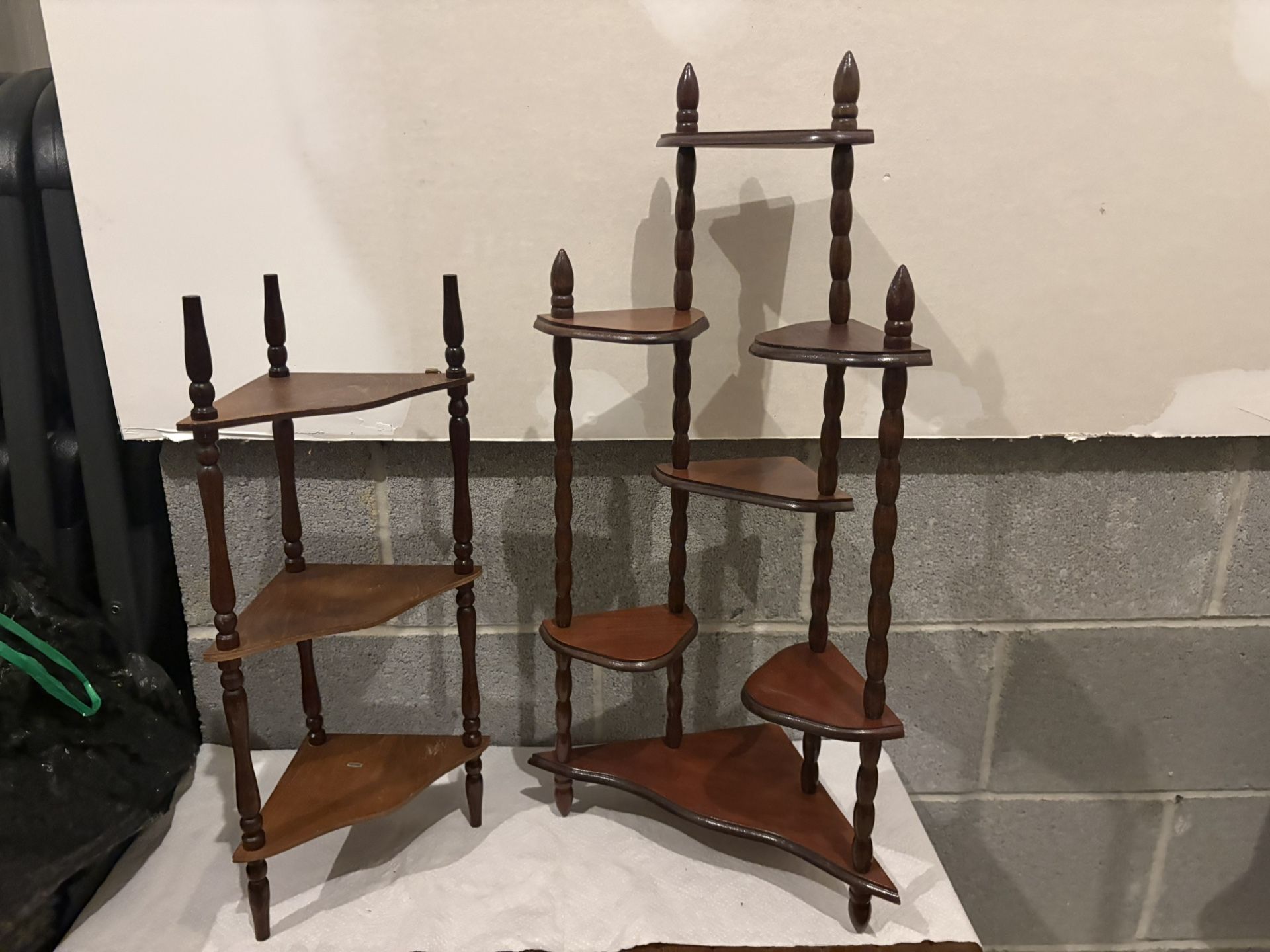 Vintage Wooden Corner Shelf Set