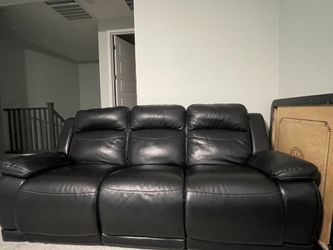 Black Color 3 Seater Leather Sofa ( Used)