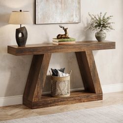 Rustic Wood Console Table with A-Frame Base
