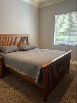 Solid Wood Bedroom Set with Mattress — Moving Sale