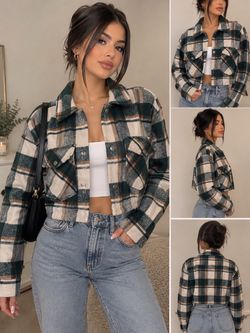 Cropped flannel jacket