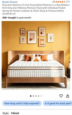King Size Mattress,14 Inch King Hybrid Mattress in a Box,Medium Firm King Size Mattress Memory Foam,with Individual Pocket Spring for Motion Isolation