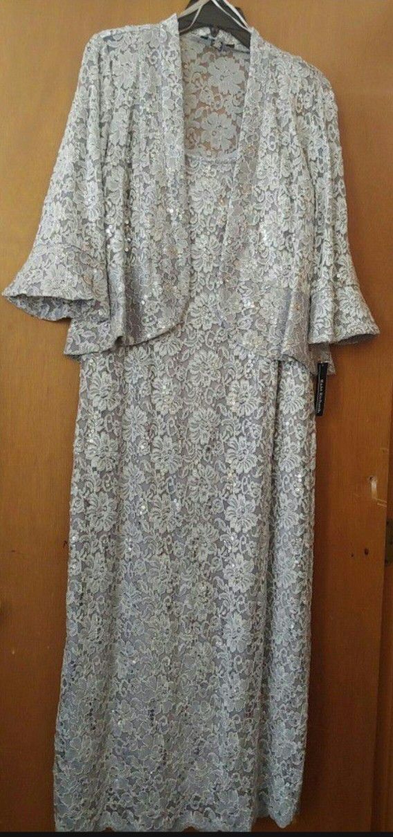 Silver Stretch Sequin Lace Dress