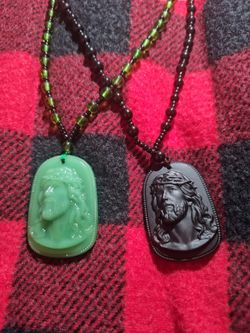 New Jesus Stone Pendant Green And Black
