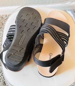 Black Strappy Low Heel Sandals