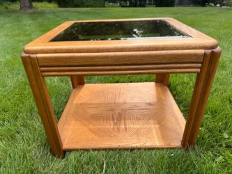 Vintage Wood and Glass top side and tables