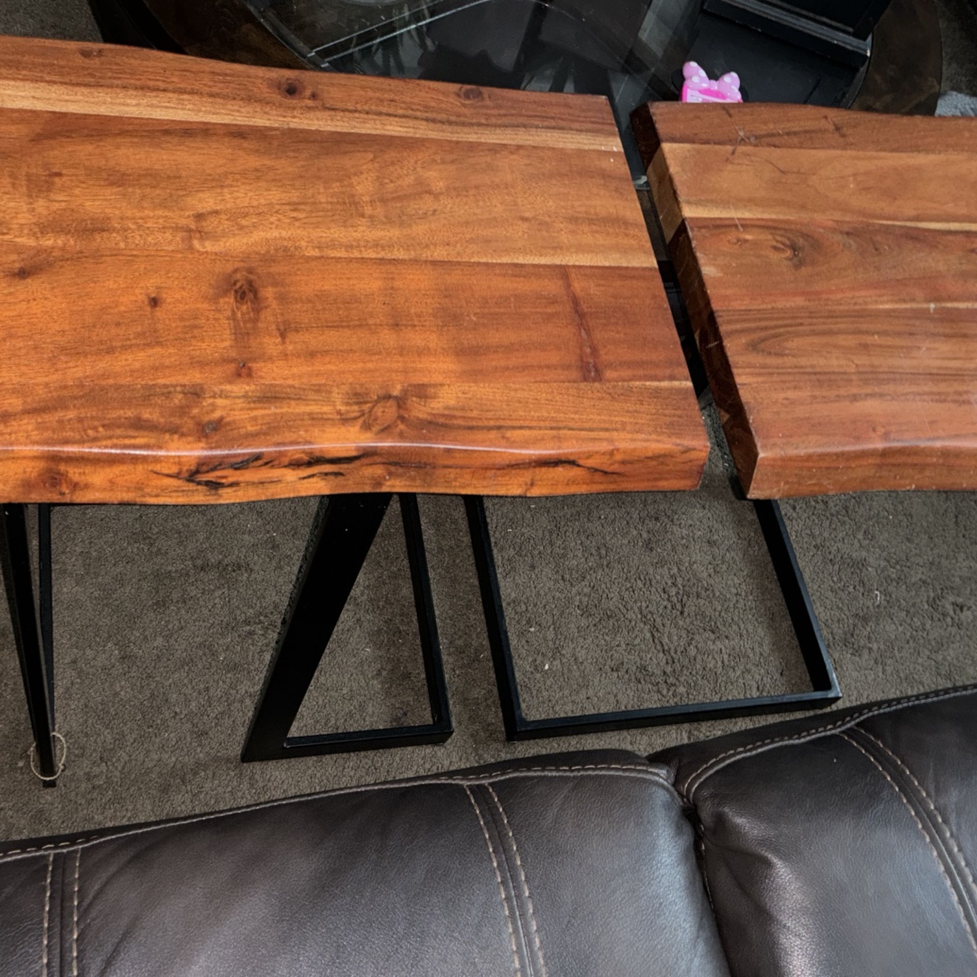 Oak Side Tables With Metal Legs