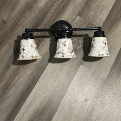 3-Light Mosaic Glass Bath Wall Light in Bronze 