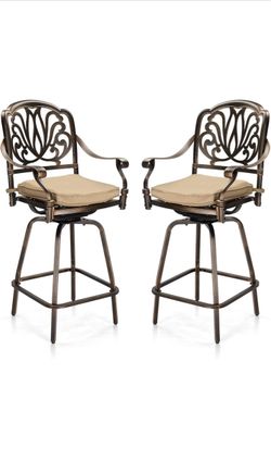 Elizabethan Outdoor Swivel Bar Stools Set of 2,