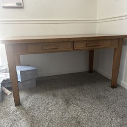 Wood Desk With Two Drawers