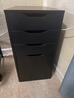 ALEX Drawer unit/drop file storage, black-brown, 14 1/8x27 1/2 "