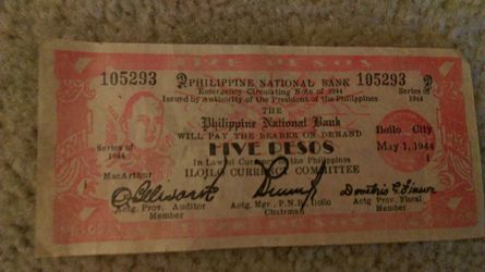 Philippines 5 pesos banknote 1944