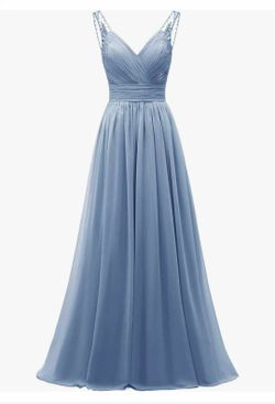 Chiffon Lace Bridesmaid Dresses Long for Women V Neck Pleated Tulle Straps A-Line Prom Evening Wedding Fomal Gowns
Dusty Blue
