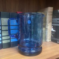 Vintage Blue Glass Pitcher Vase 
