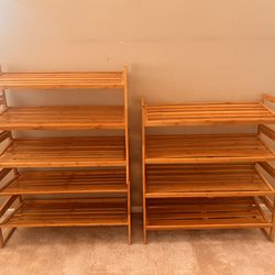 Stackable 9 piece shoe rack wood $50