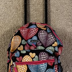Backpack Rolling Girls w/ Hearts