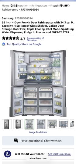SAMSUNG 36 Inch 4-Door French Door Refrigerator with 34.3 cu. ft.
