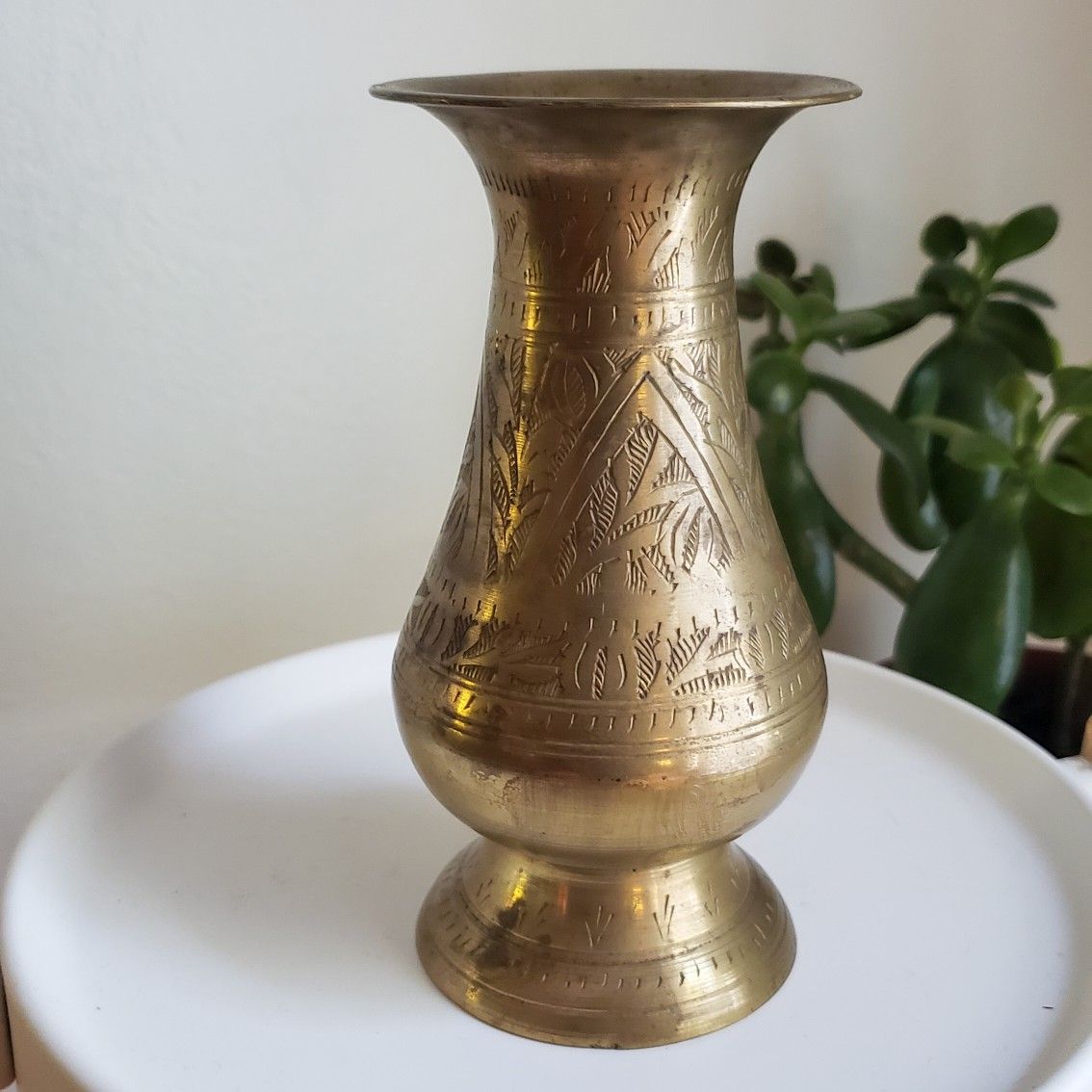 Small Brass Etched Vase