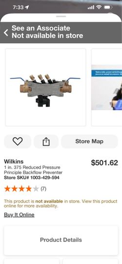 Wilkins 1 in. 375 Reduced Pressure Backflow Preventer
