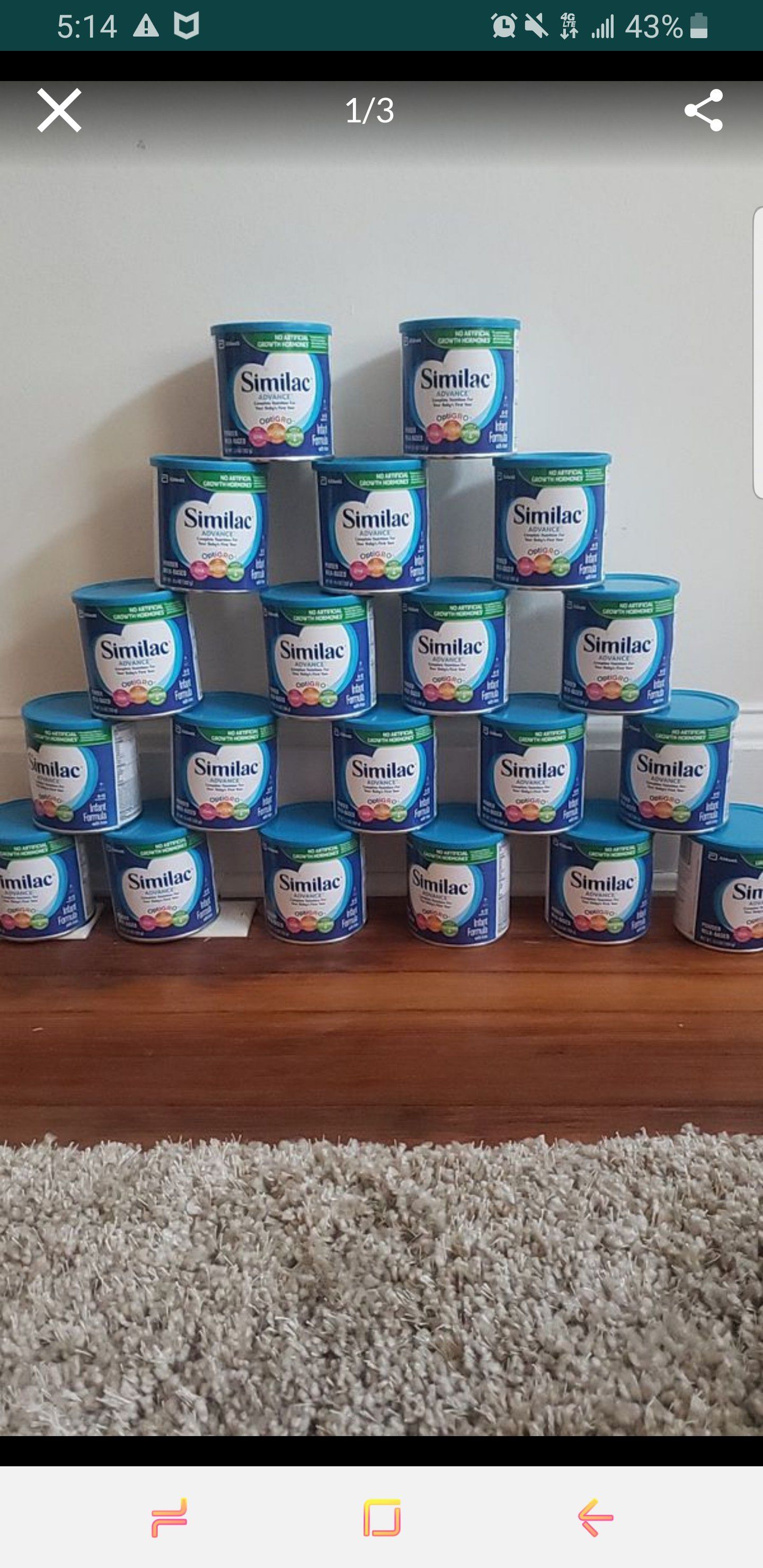 Similac advanced 10 cans for $80
