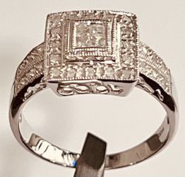 ✨Diamond & 14K White Gold Wedding Engagement Cocktail Ring ‼️$380 FIRM‼️