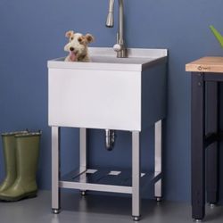 TRINITY 18" x 16" x 13" Stainless Steel Utility Sink with Pull-out Faucet