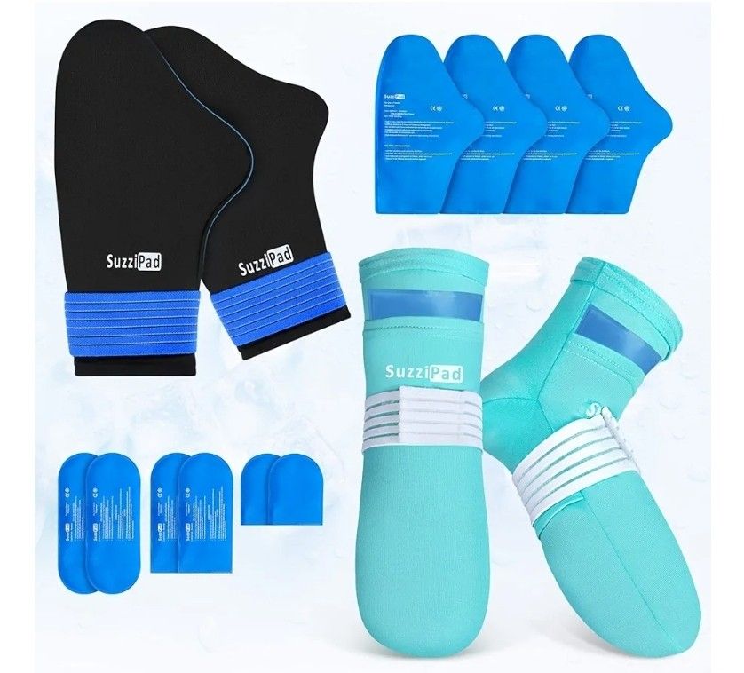 SuzziPad Cold Gloves and Socks for Chemotherapy, Chemo Ice Packs for Hands and Feet, Cooling Care Package for Women and Men, L