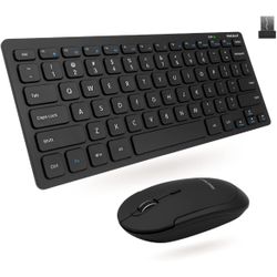Macally Small Wireless Keyboard and Mouse Combo for PC - an Essential Work Duo - 2.4G - 78 Compact Key Cordless Mouse and Keyboard Combo with Mini Bod