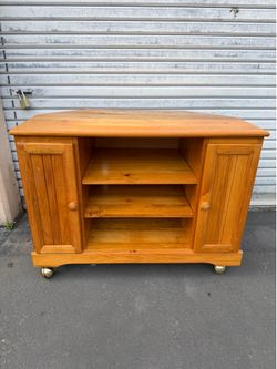 Solid Pine Corner TV stand Vintage MCM