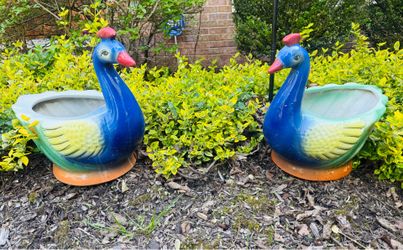 Two beautiful ceramic bird planters