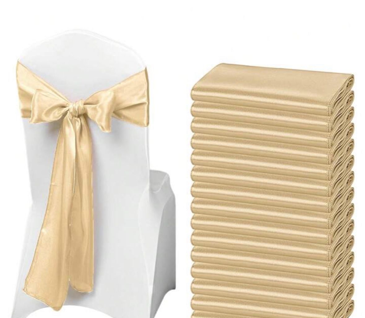 Champagne Gold Chair Sashes 100 Pcs