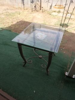 2 Side Tables With Glass Tops . Glass 26 X 24. Base L22x W2px H24