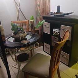 Coffee Table And Chairs Restored And Designed Set Up.