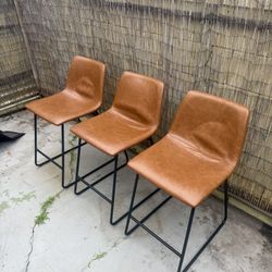 3 Burnt Orange Bar Stool Chairs