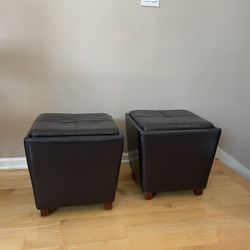 Leather Footrests With Storage