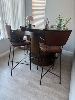 Eric Church Highway to Home Heartland Falls Barrel Bar Set – Solid Wood + 2 Stools