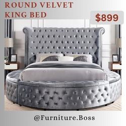 Grey King Size Beds - Mattress Sold Separately 