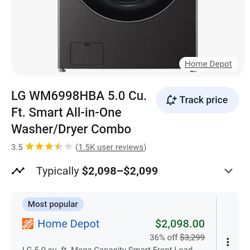 $800, OBO! MUST SELL ASAP! LG TURBOWASH 360 ALL-IN-ONE WASHER DRYER COMBO, VENTLESS, BRAND NEW IN BOX 