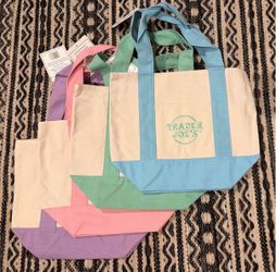 Trader Joe's Mini Pastel Canvas Tote Bags (4)