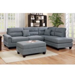 Grey Sectional Reversible Chaise Ottoman Included Brand New In Box Firm Price $460
