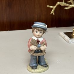 Homco Porcelain figurine Victorian Boy with Rocking Horse toy
