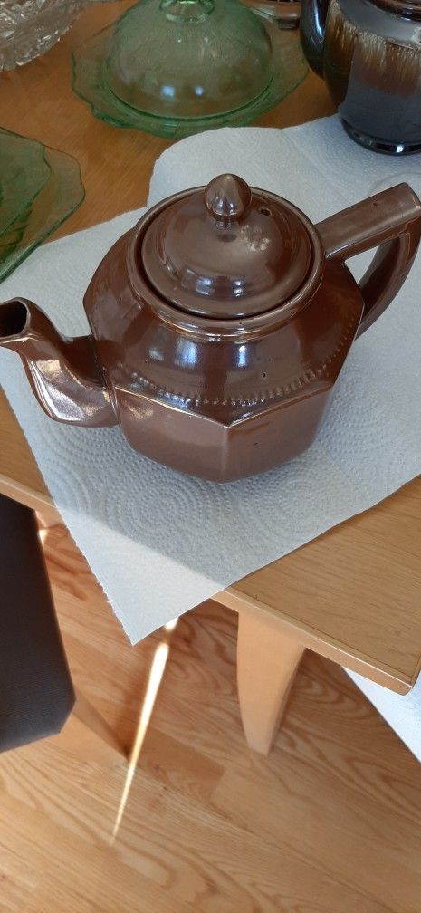 Vintage Brown octagon shaped teapot-Japan