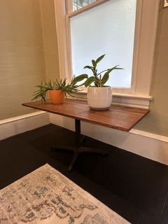 Handmade wooden table w/iron legs