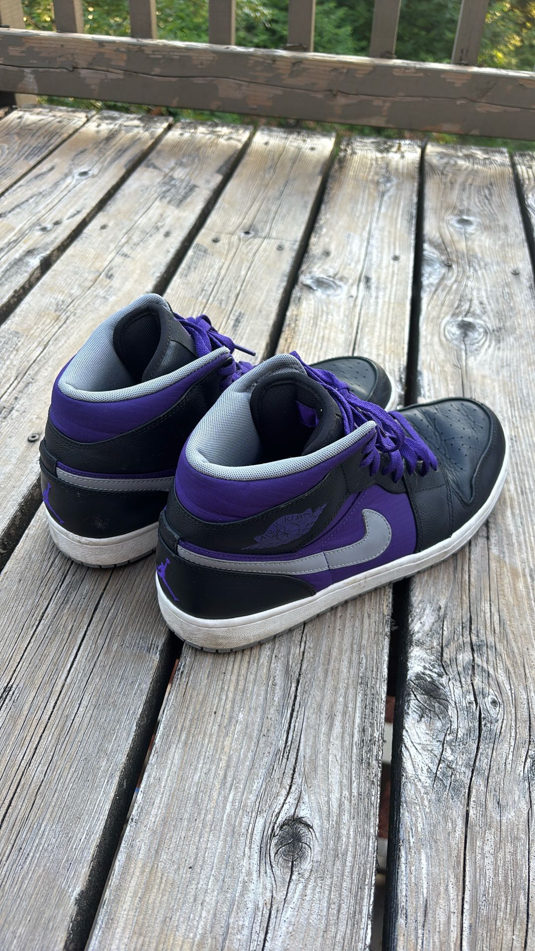 Black Purple and Silver Air Jordan 1 Mids Men’s size 12